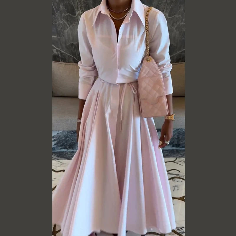 Classic Corinne Pleated Button-Down Dress