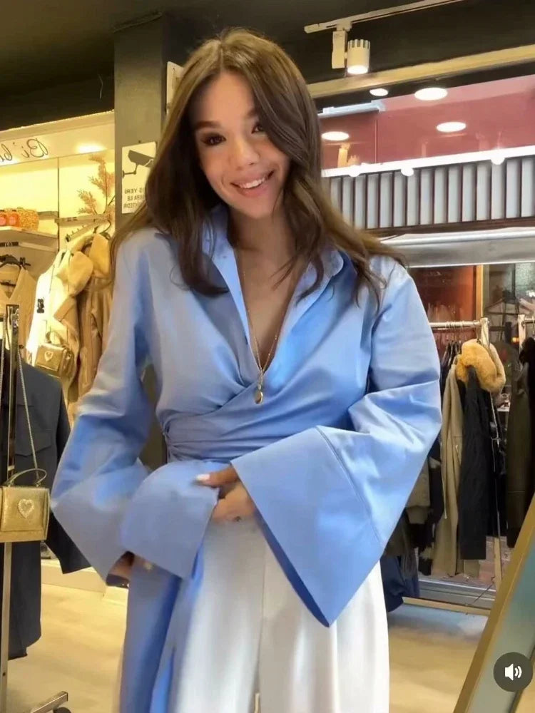 Liora Draped Wrap Blouse