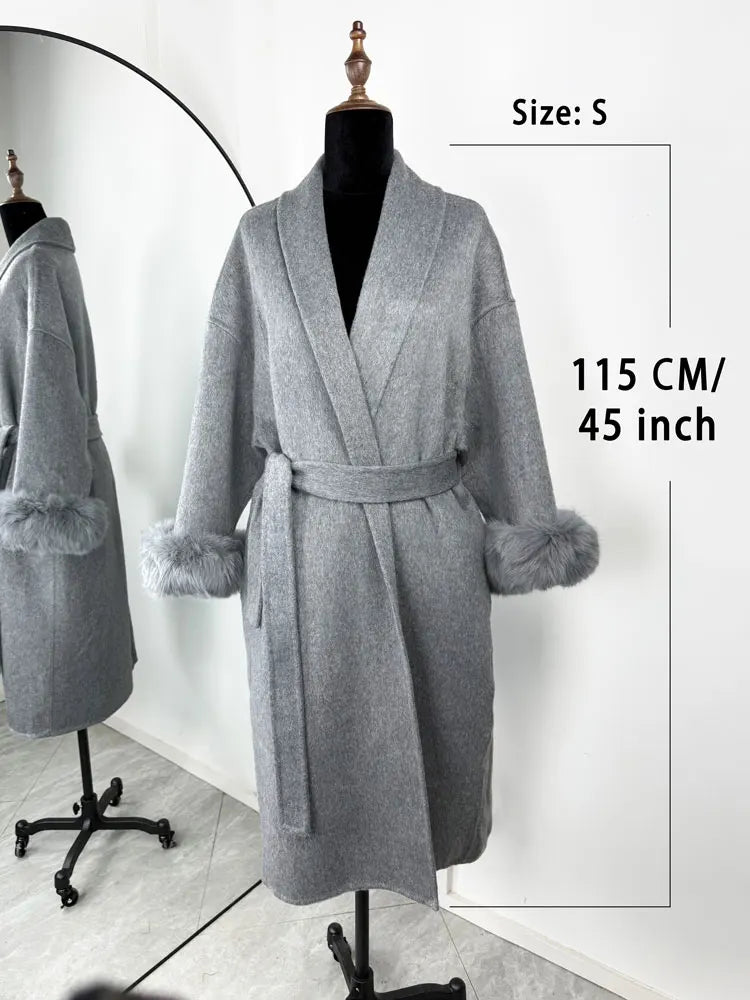 The Anastelle Fox Trim Wool Overcoat