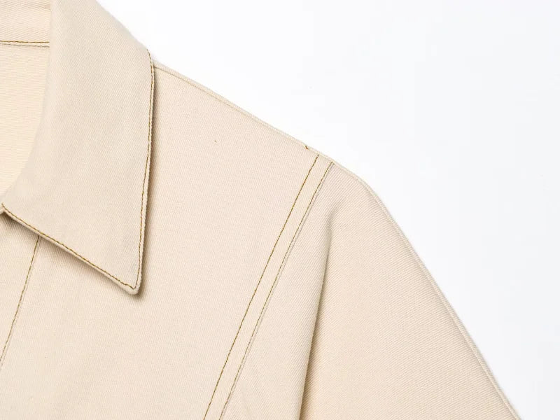 The Evette Ruched Denim Midi in Beige