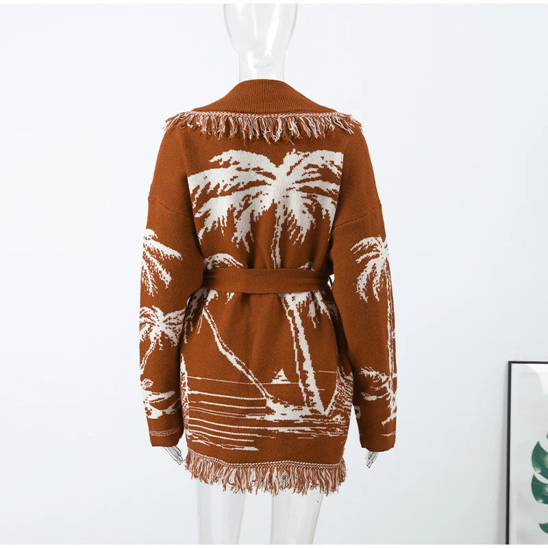 Pattern Knit with Lace-Up Front