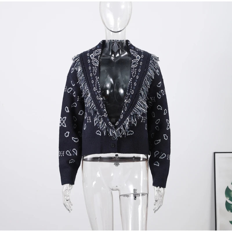 Pattern Knit with Lace-Up Front