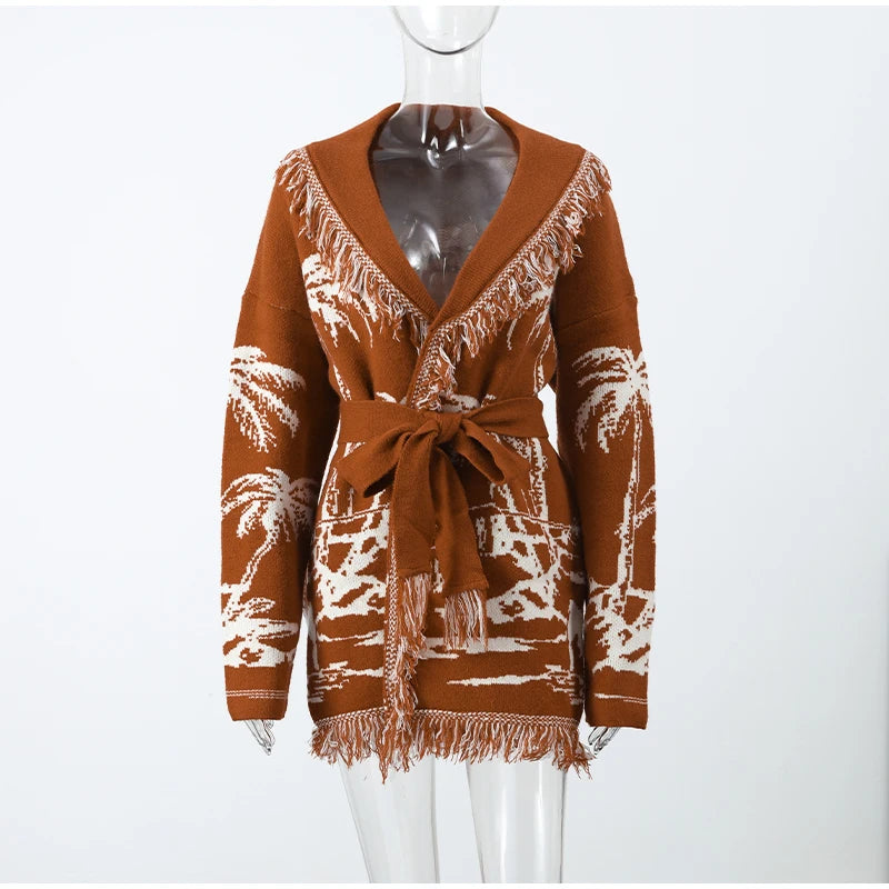 Pattern Knit with Lace-Up Front