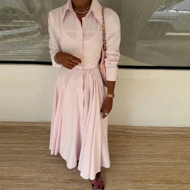 Classic Corinne Pleated Button-Down Dress