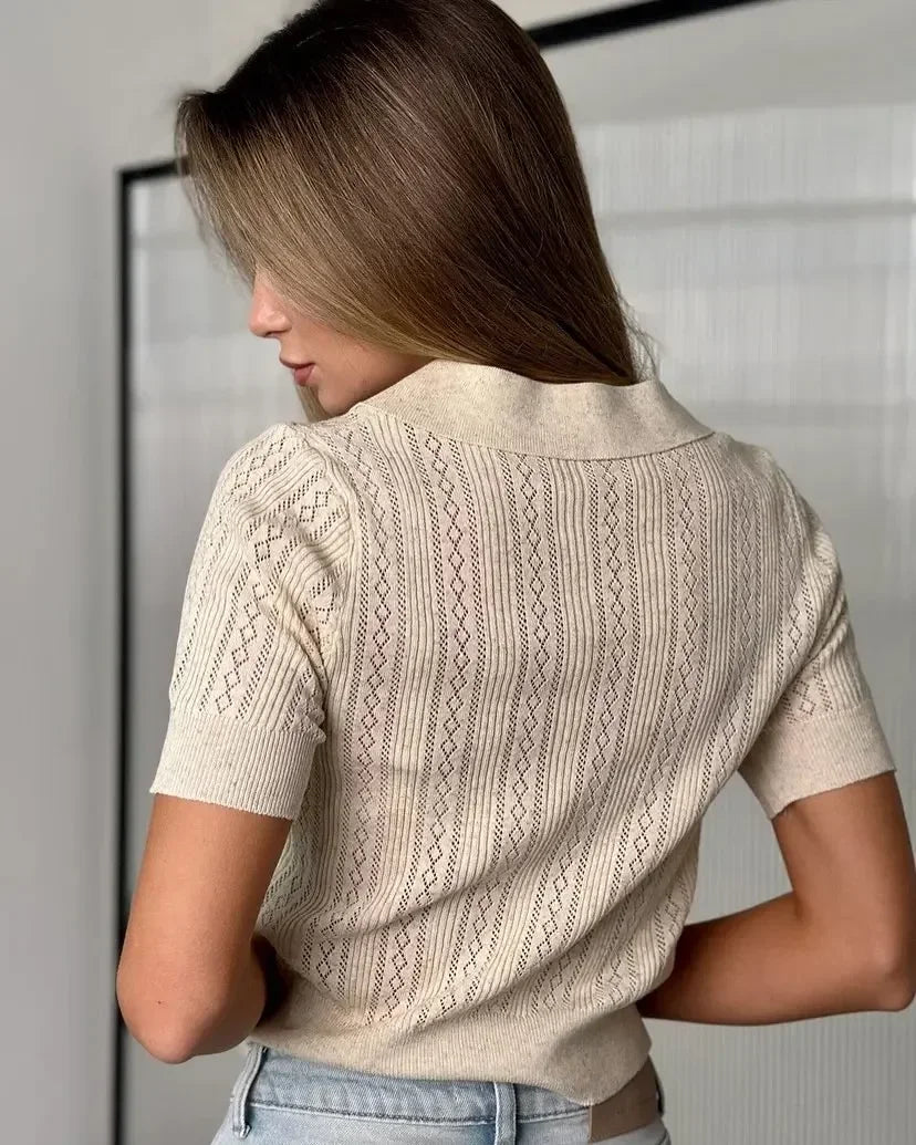 The Maelis Knit Top – Hollowed Knit Polo