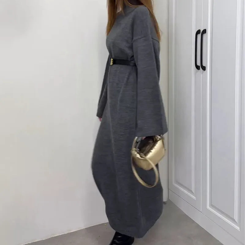 Long Knit Dress with Gentle Hug Silhouette