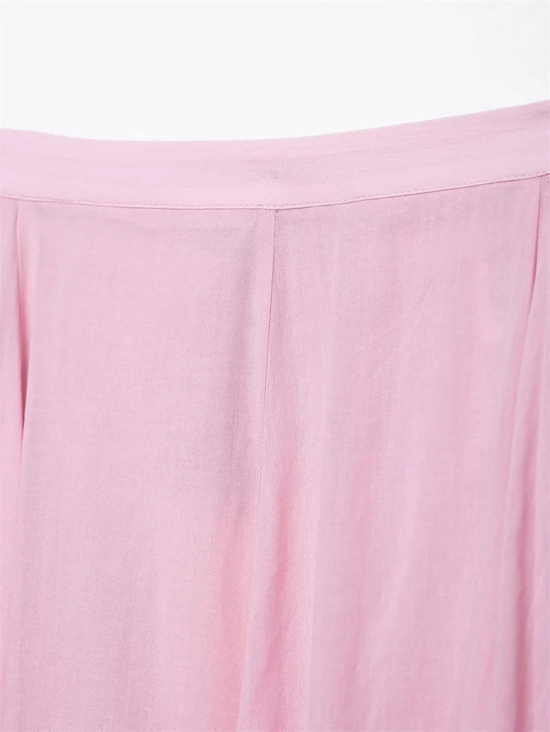 The Auretta Skirt – Elegant Ballet Pink Pleated Midi