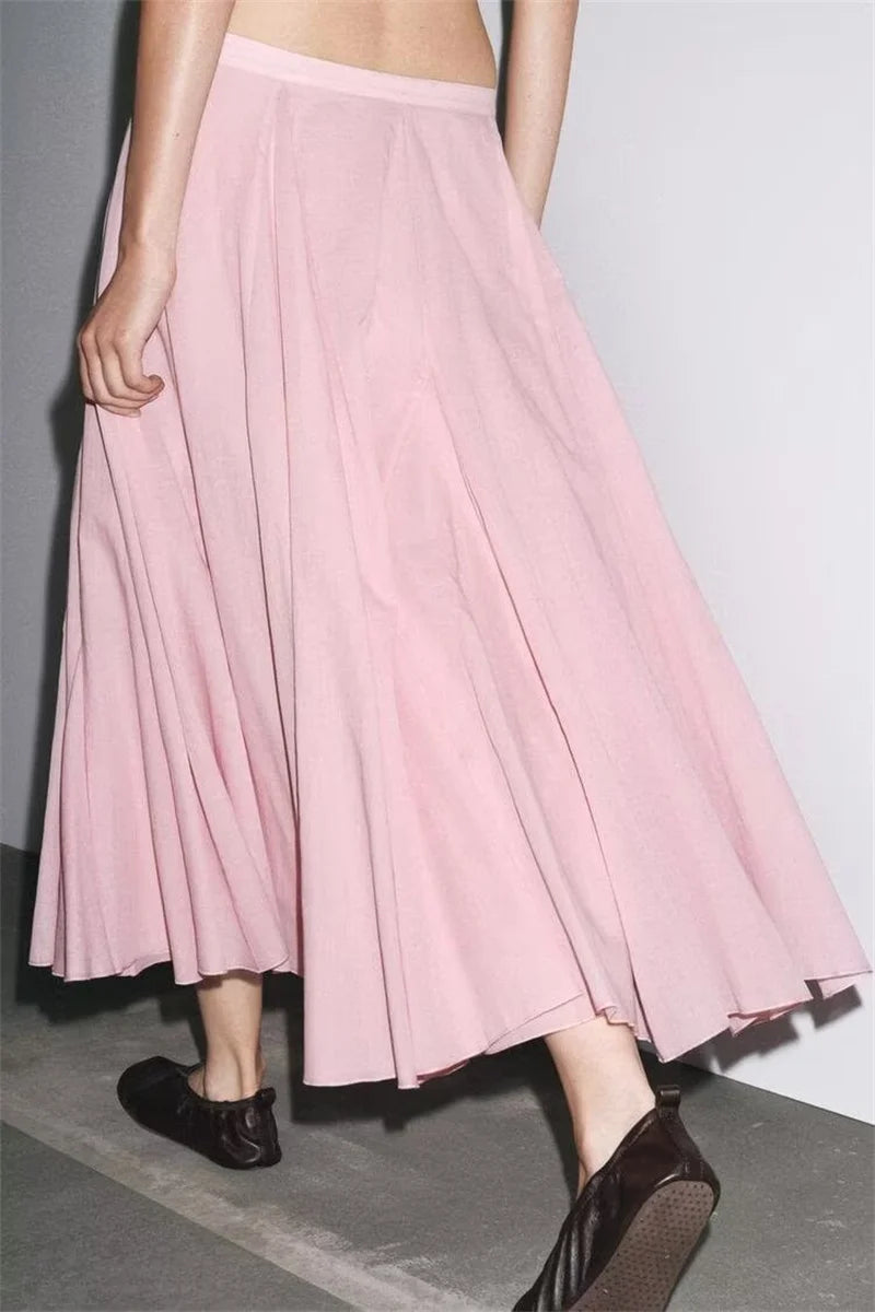 The Auretta Skirt – Elegant Ballet Pink Pleated Midi