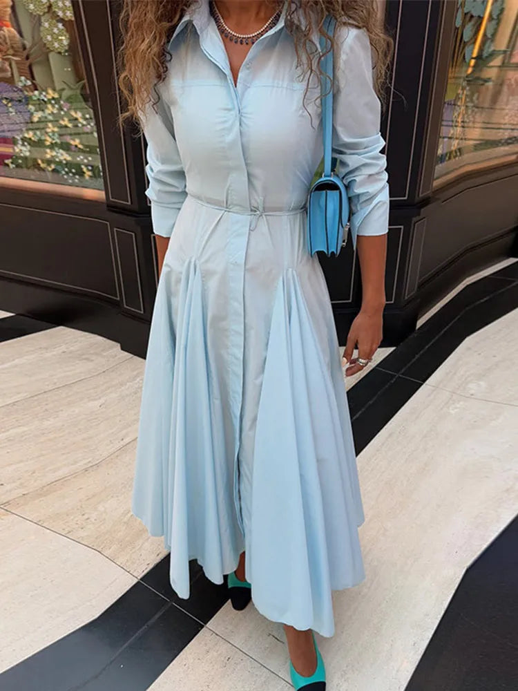 Classic Corinne Pleated Button-Down Dress
