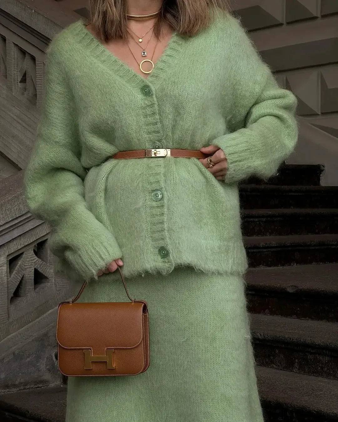The Adrastine Set – Single-Breasted Knit Co-ord