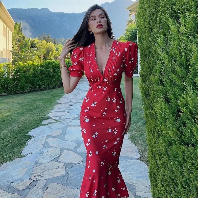 Sabine V-Neck Midi Dress