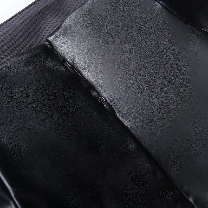 Sculpted High-Waist PU Leather Midi
