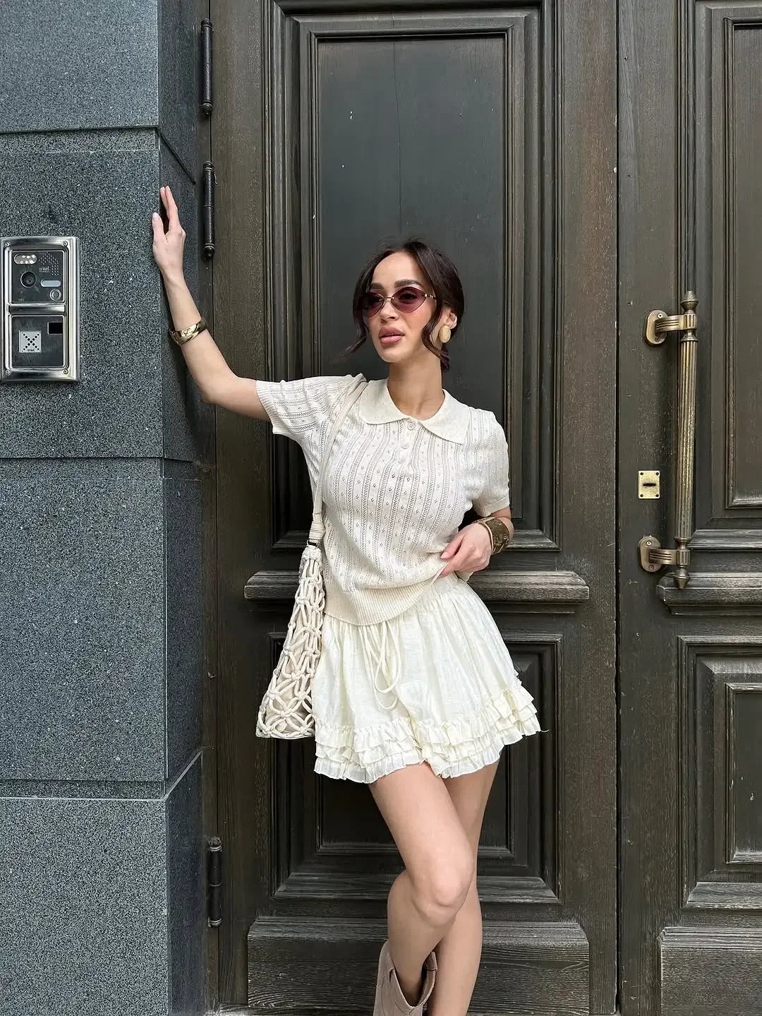 The Maelis Knit Top – Hollowed Knit Polo