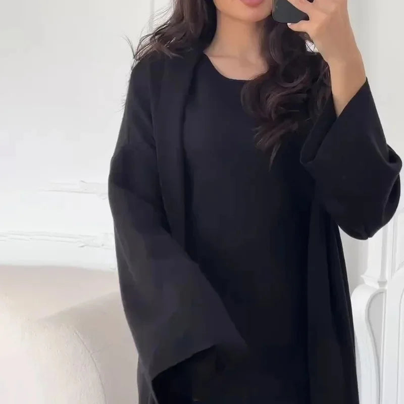 Luxe Knit Cardigan & Dress Ensemble