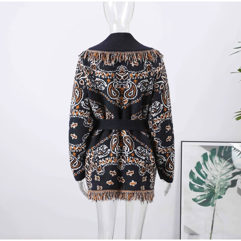 Pattern Knit with Lace-Up Front