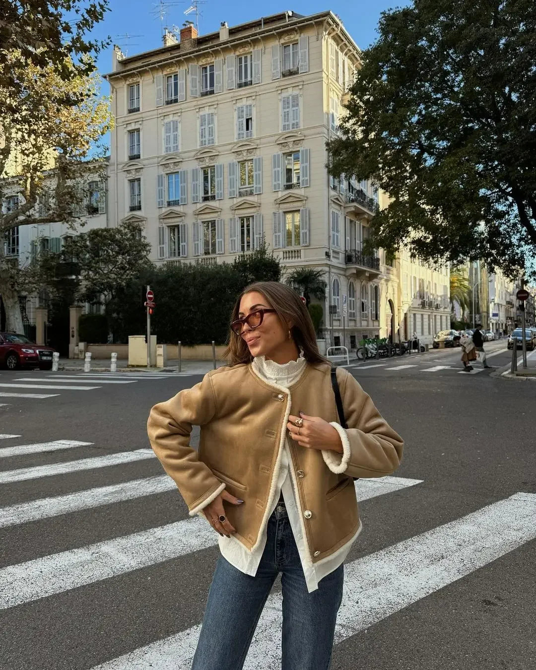 The Adriane Coat – Round Neck Wool Blend Jacket