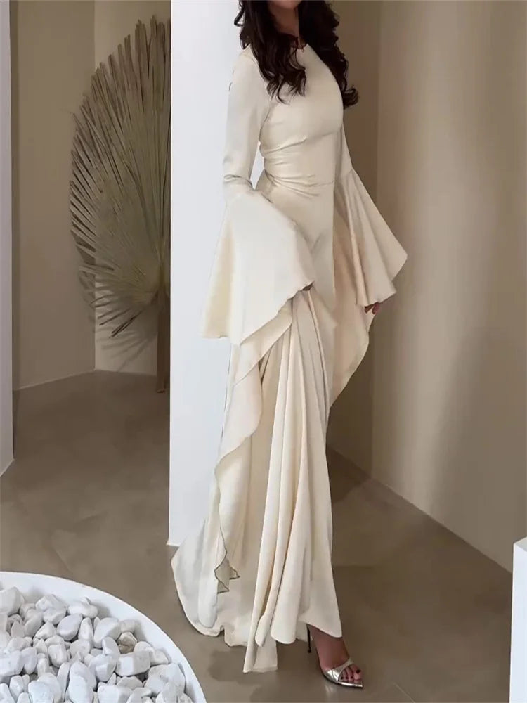 Isadora Sleek Waist Cinching Flared Gown