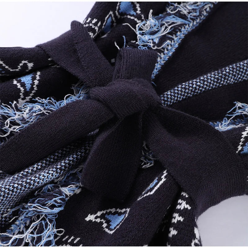 Pattern Knit with Lace-Up Front