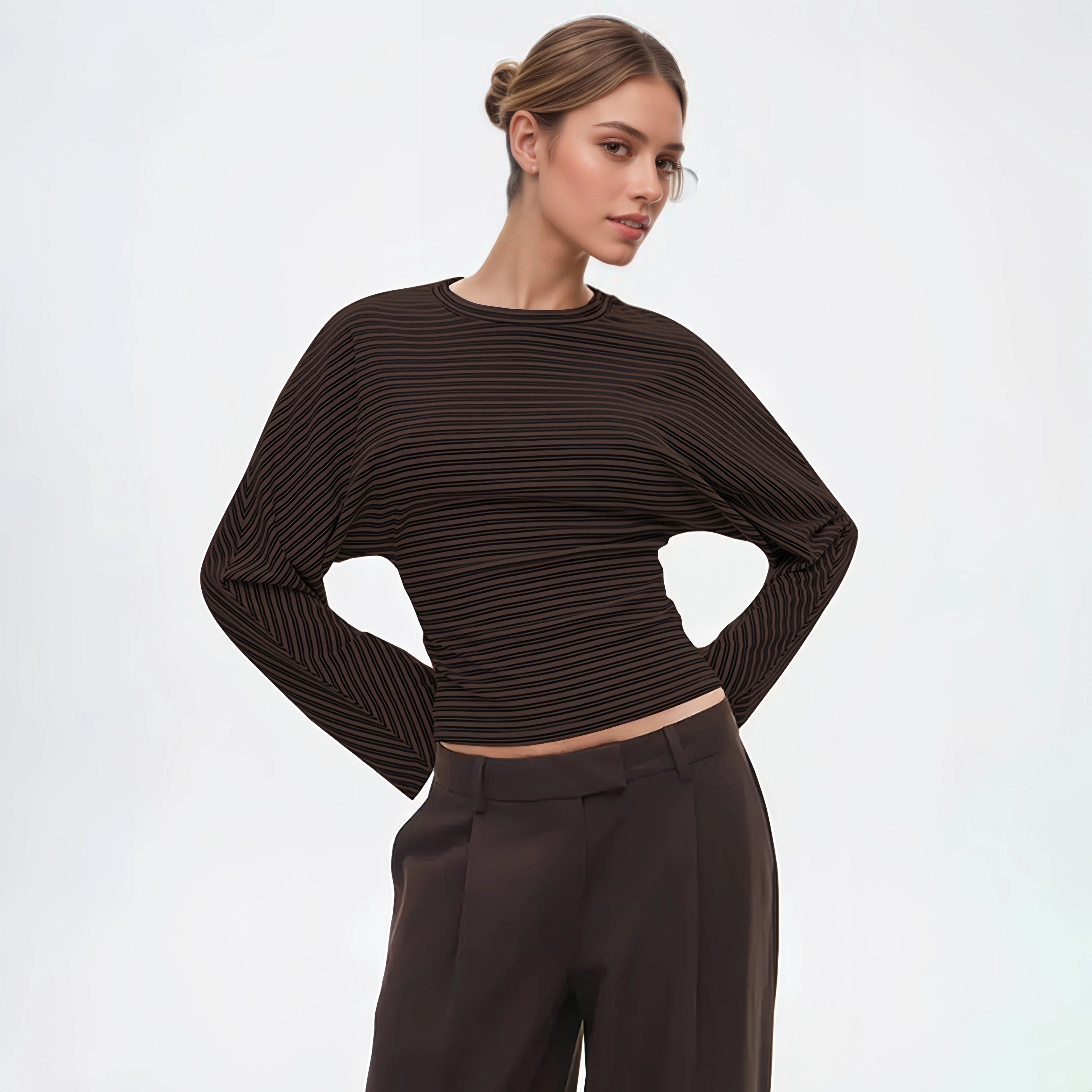 The Marivelle Tee – Striped Fitted Long-Sleeve