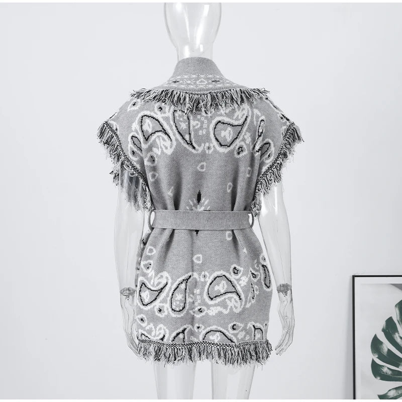 Pattern Knit with Lace-Up Front