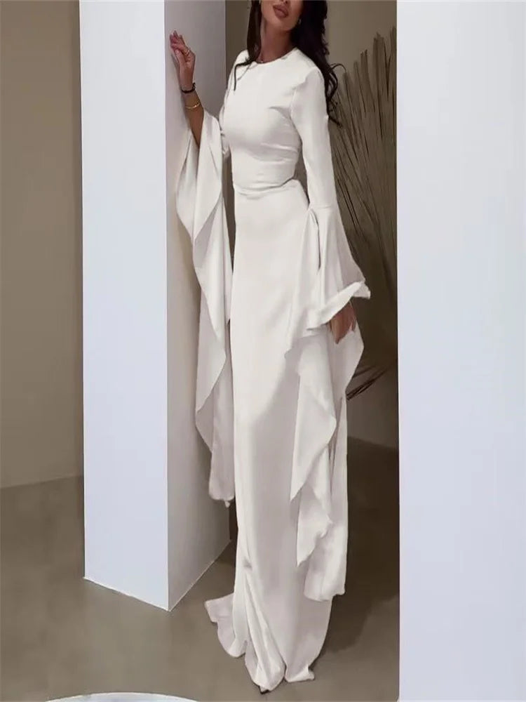 Isadora Sleek Waist Cinching Flared Gown