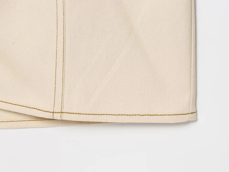 The Evette Ruched Denim Midi in Beige