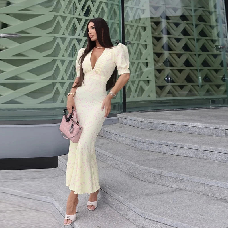 Sabine V-Neck Midi Dress