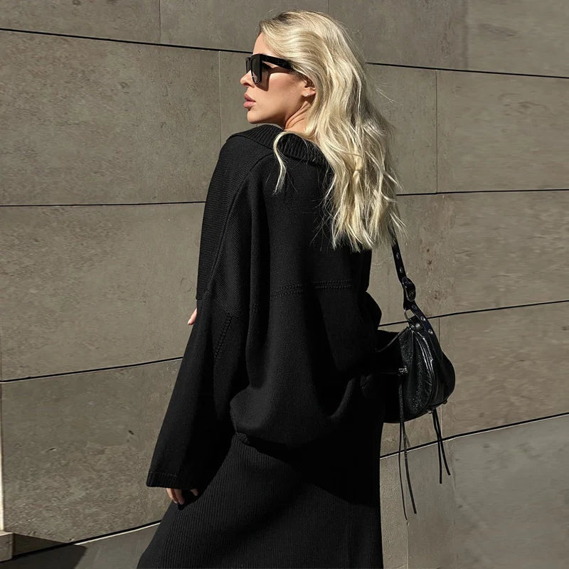 The Maelis Ensemble – Flowing Knit Top & Maxi Skirt