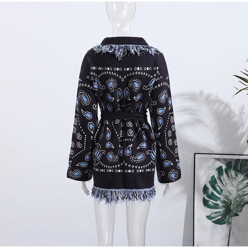 Pattern Knit with Lace-Up Front