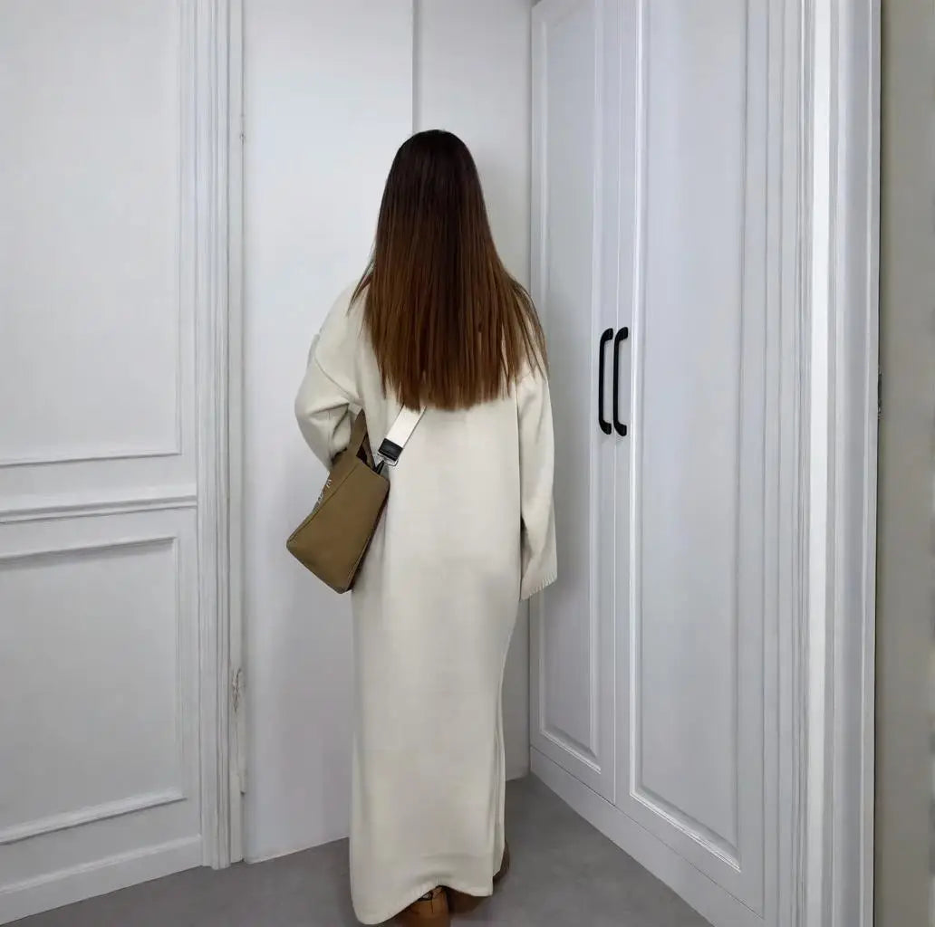 Long Knit Dress with Gentle Hug Silhouette