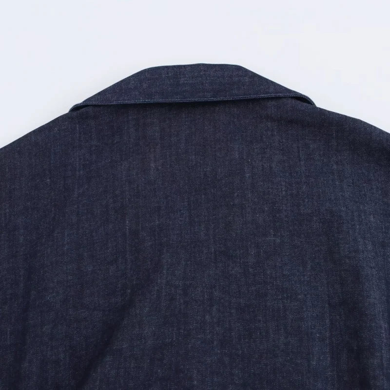 The Evette Ruched Denim Midi in Navy