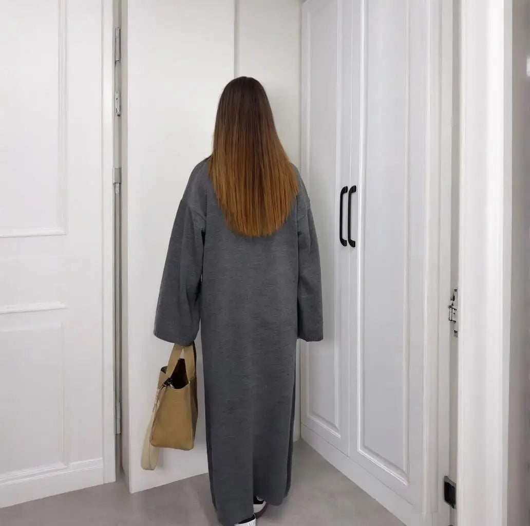 Long Knit Dress with Gentle Hug Silhouette
