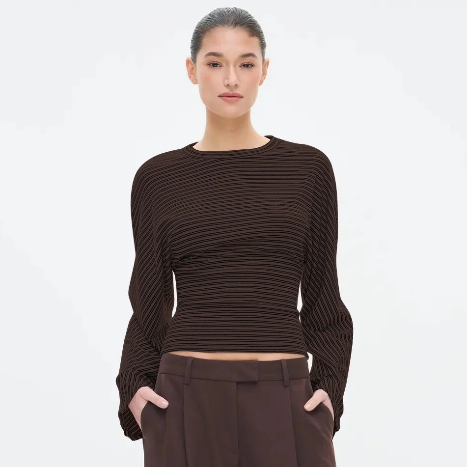 The Marivelle Tee – Striped Fitted Long-Sleeve