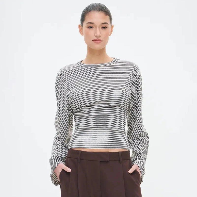 The Marivelle Tee – Striped Fitted Long-Sleeve