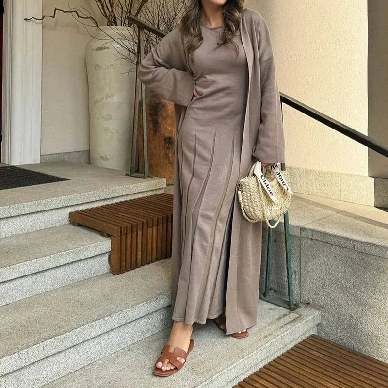 Luxe Knit Cardigan & Dress Ensemble
