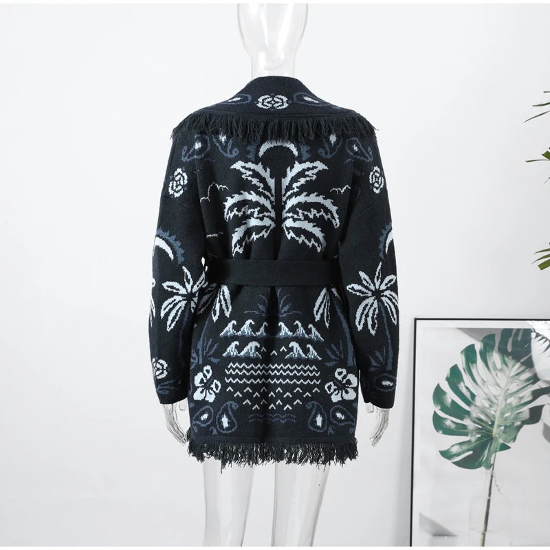 Pattern Knit with Lace-Up Front
