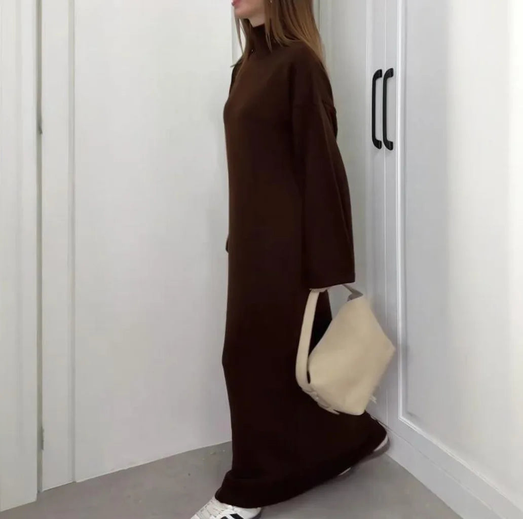 Long Knit Dress with Gentle Hug Silhouette