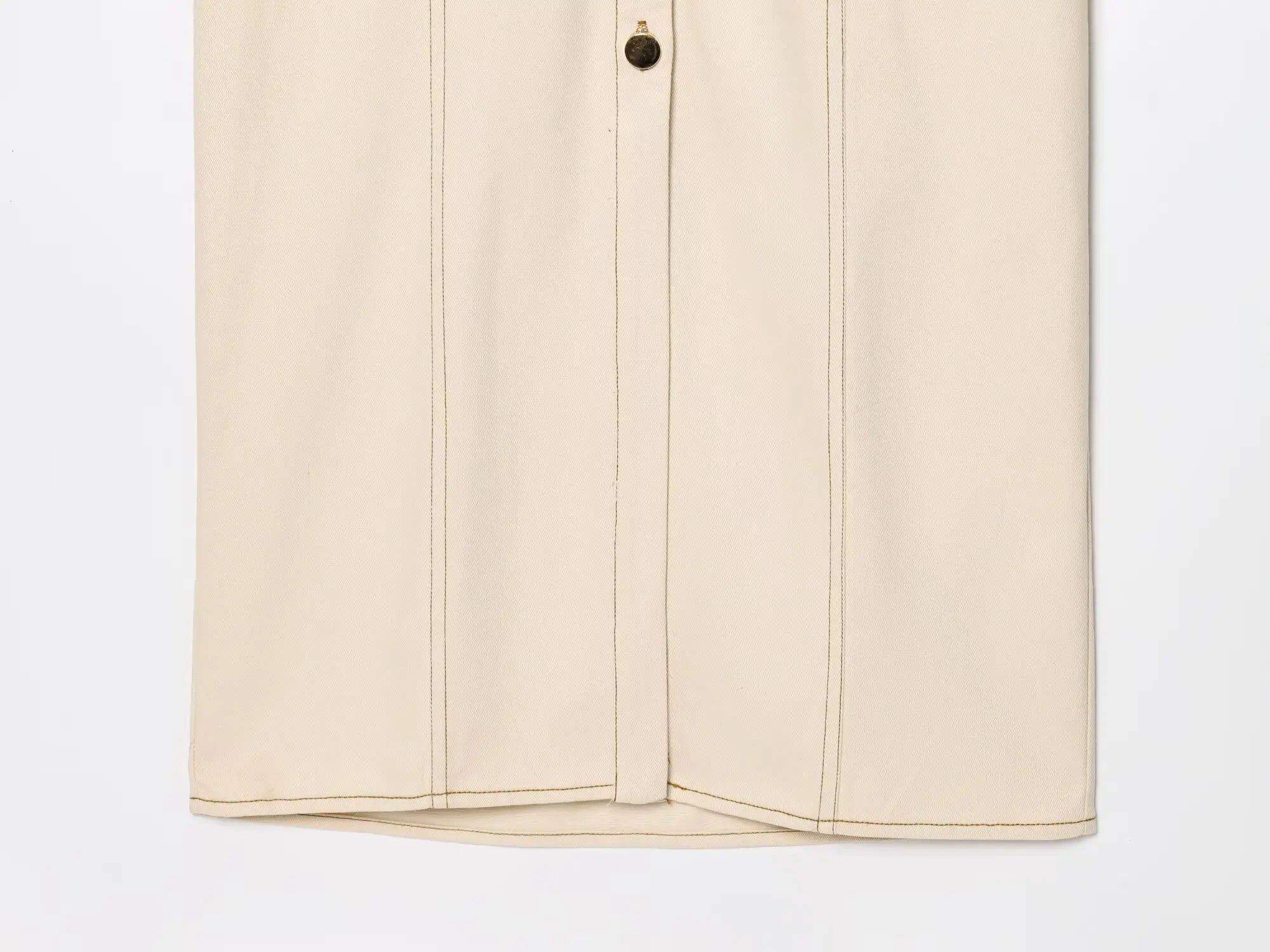 The Evette Ruched Denim Midi in Beige