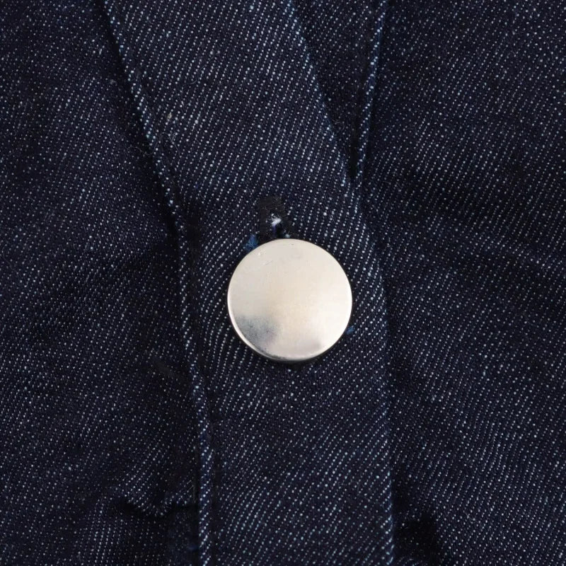 The Evette Ruched Denim Midi in Navy