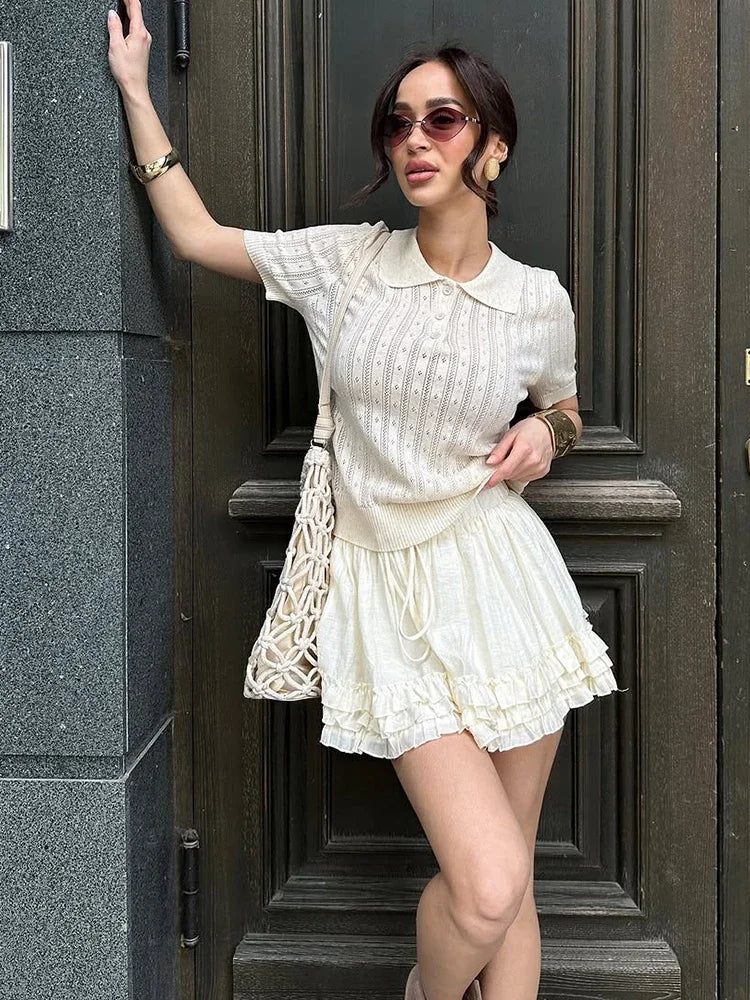 The Maelis Knit Top – Hollowed Knit Polo