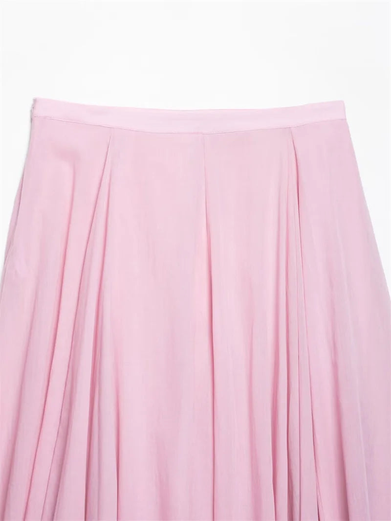 The Auretta Skirt – Elegant Ballet Pink Pleated Midi