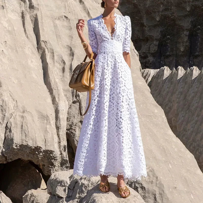 The Marisole Dress –V-Neck Floral Whisper Maxi Dress