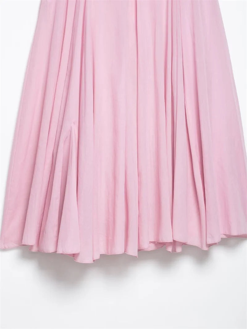 The Auretta Skirt – Elegant Ballet Pink Pleated Midi