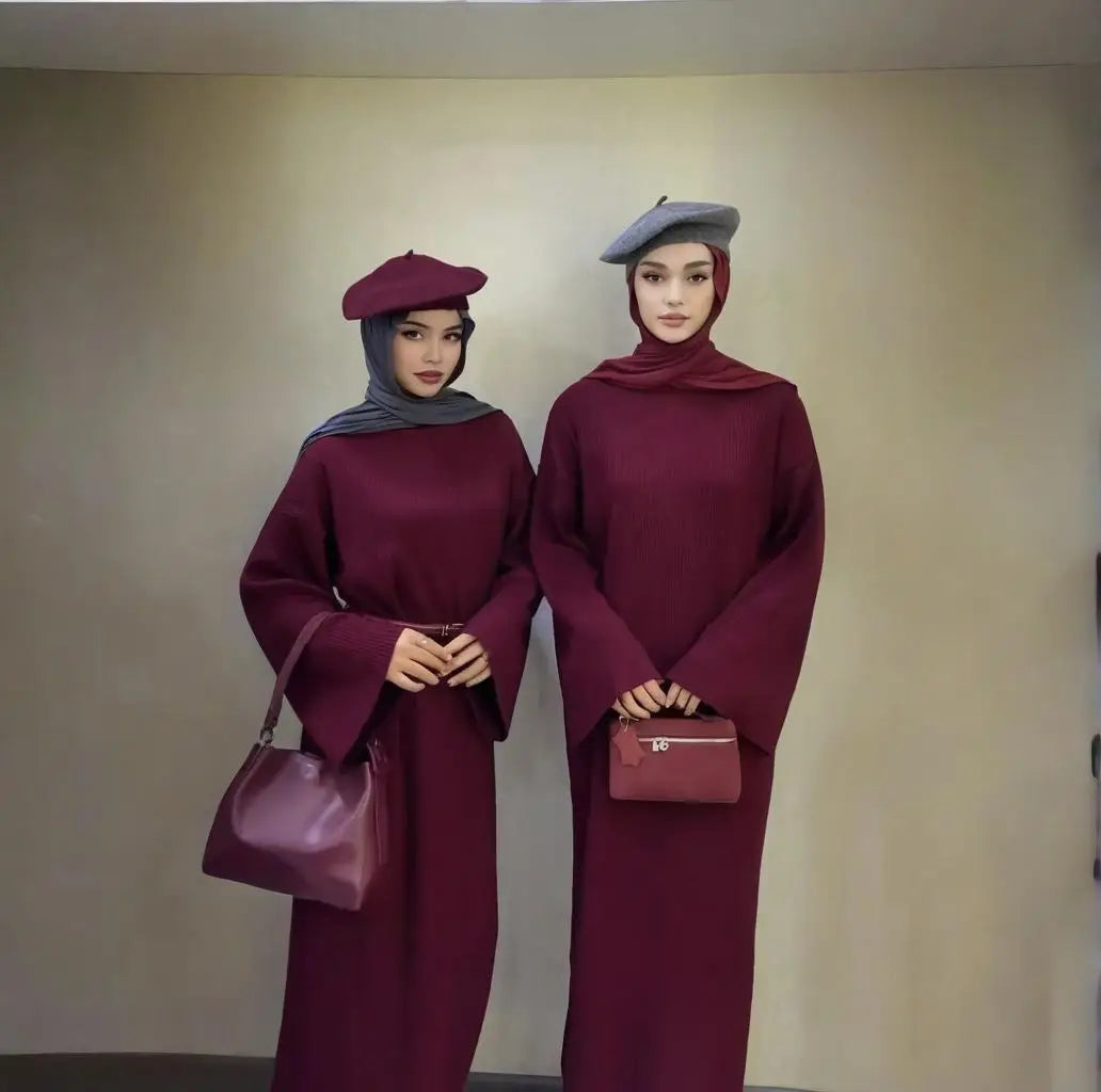 Long Knit Dress with Gentle Hug Silhouette