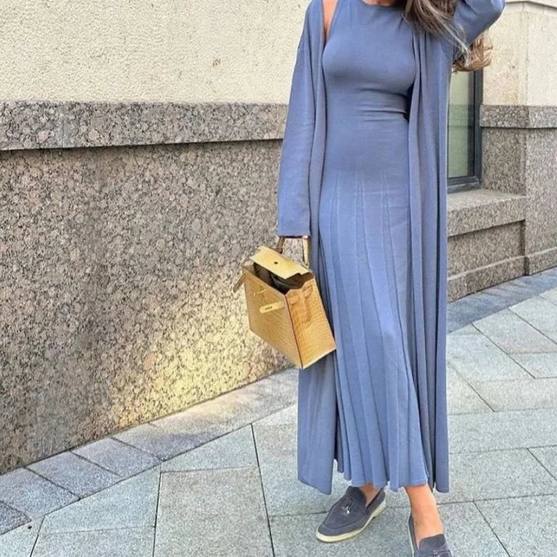 Luxe Knit Cardigan & Dress Ensemble