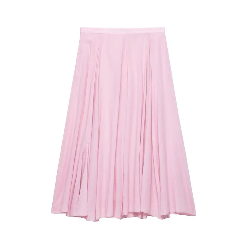 The Auretta Skirt – Elegant Ballet Pink Pleated Midi