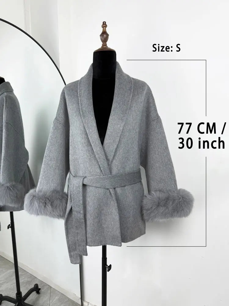 The Anastelle Fox Trim Wool Overcoat