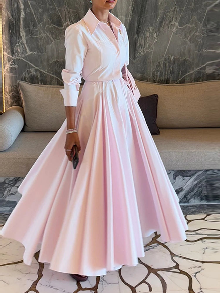 Classic Corinne Pleated Button-Down Dress