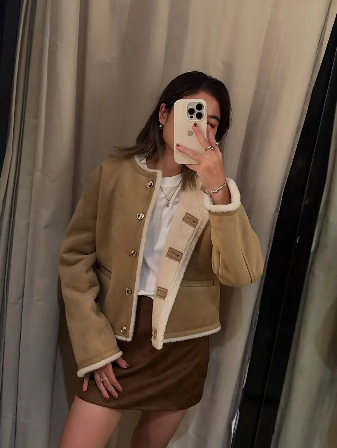 The Adriane Coat – Round Neck Wool Blend Jacket