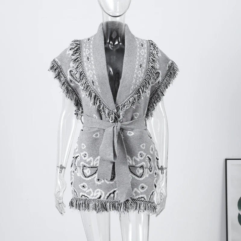 Pattern Knit with Lace-Up Front